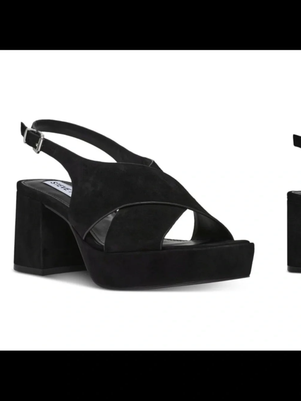 NWB Steve Madden women’s Y2K Mario platform slingback sandals size 8 black suede